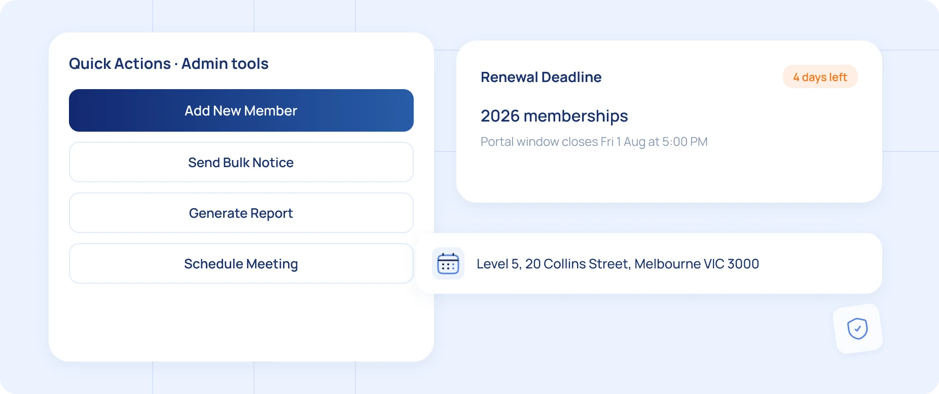 Octozy administration quick actions and renewal deadlines