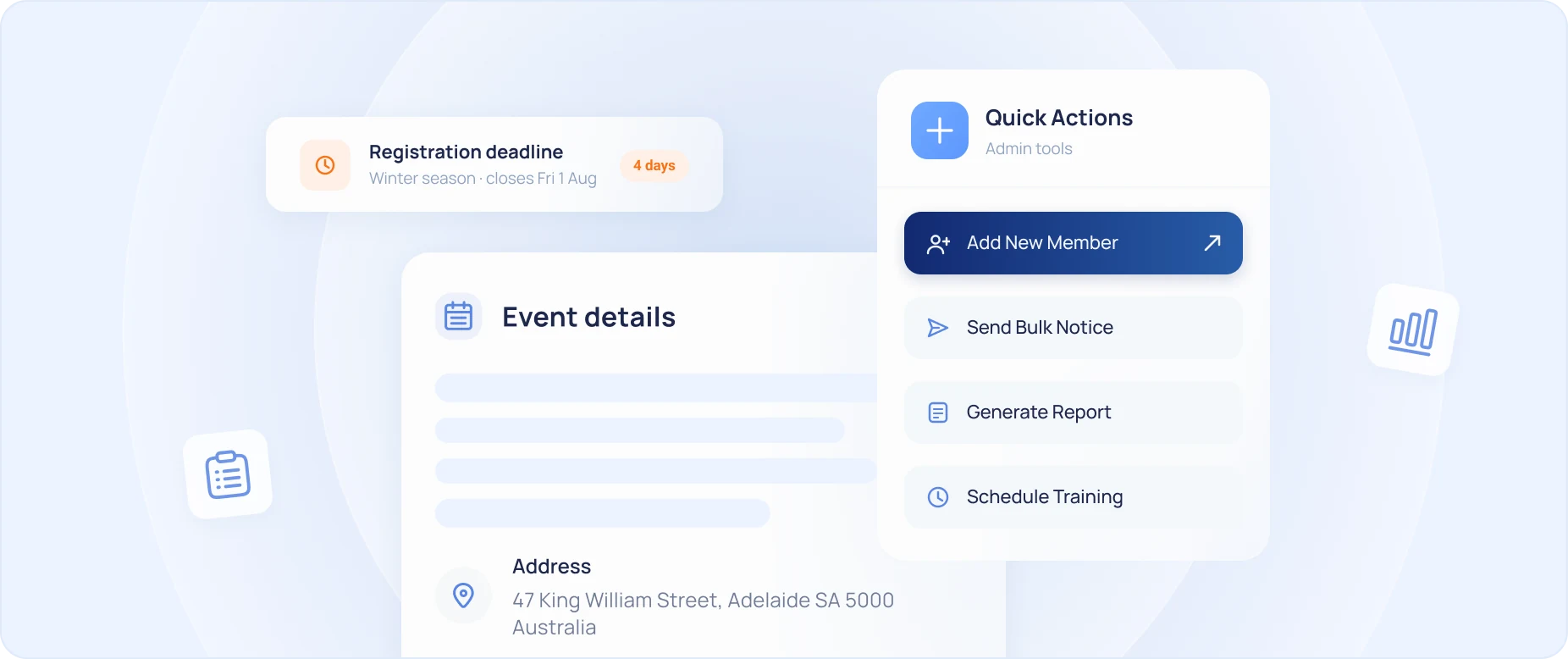 Octozy administration quick actions and event details